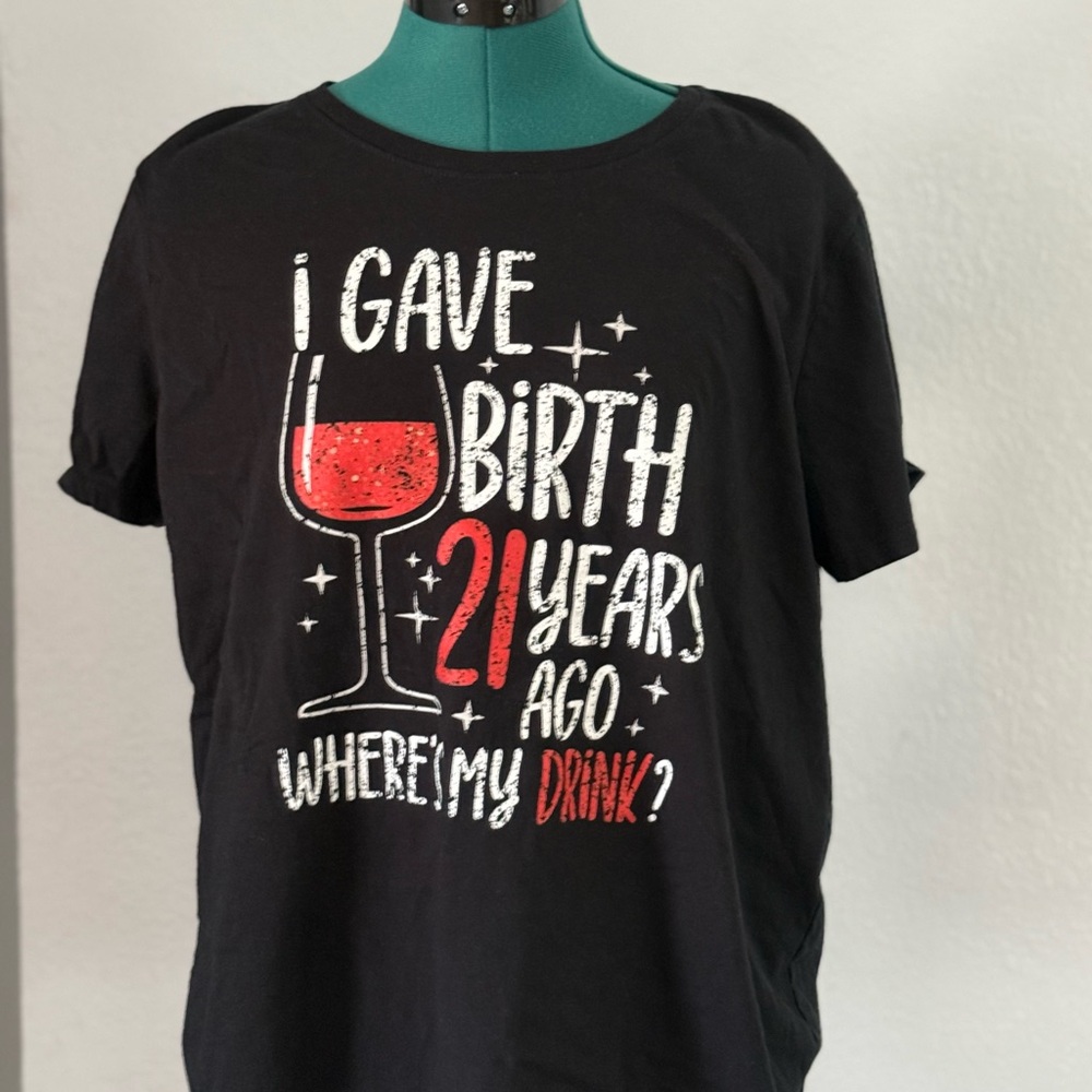 21st birthday black T-shirt, XL